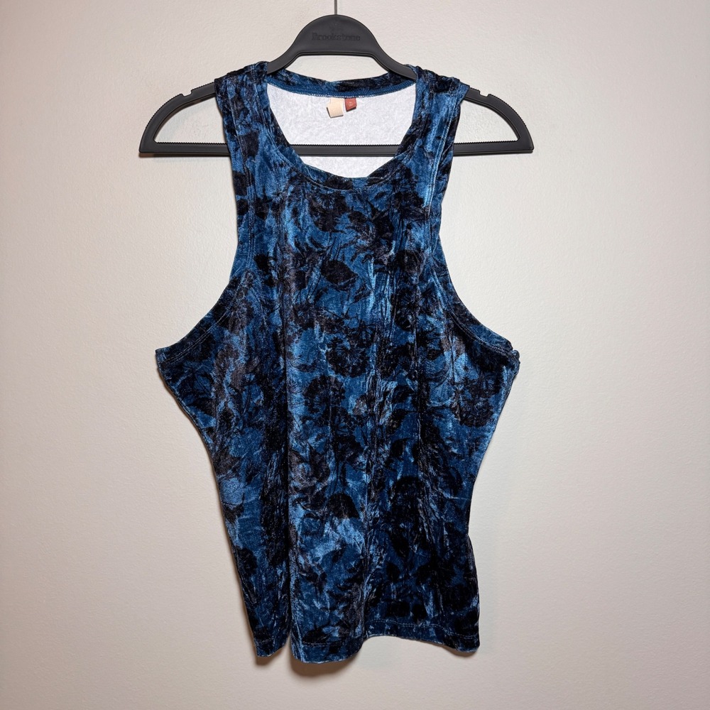 Pilcro Anthro Velvet Tank Top Floral Sleeveless‎ Casual Party Top XL